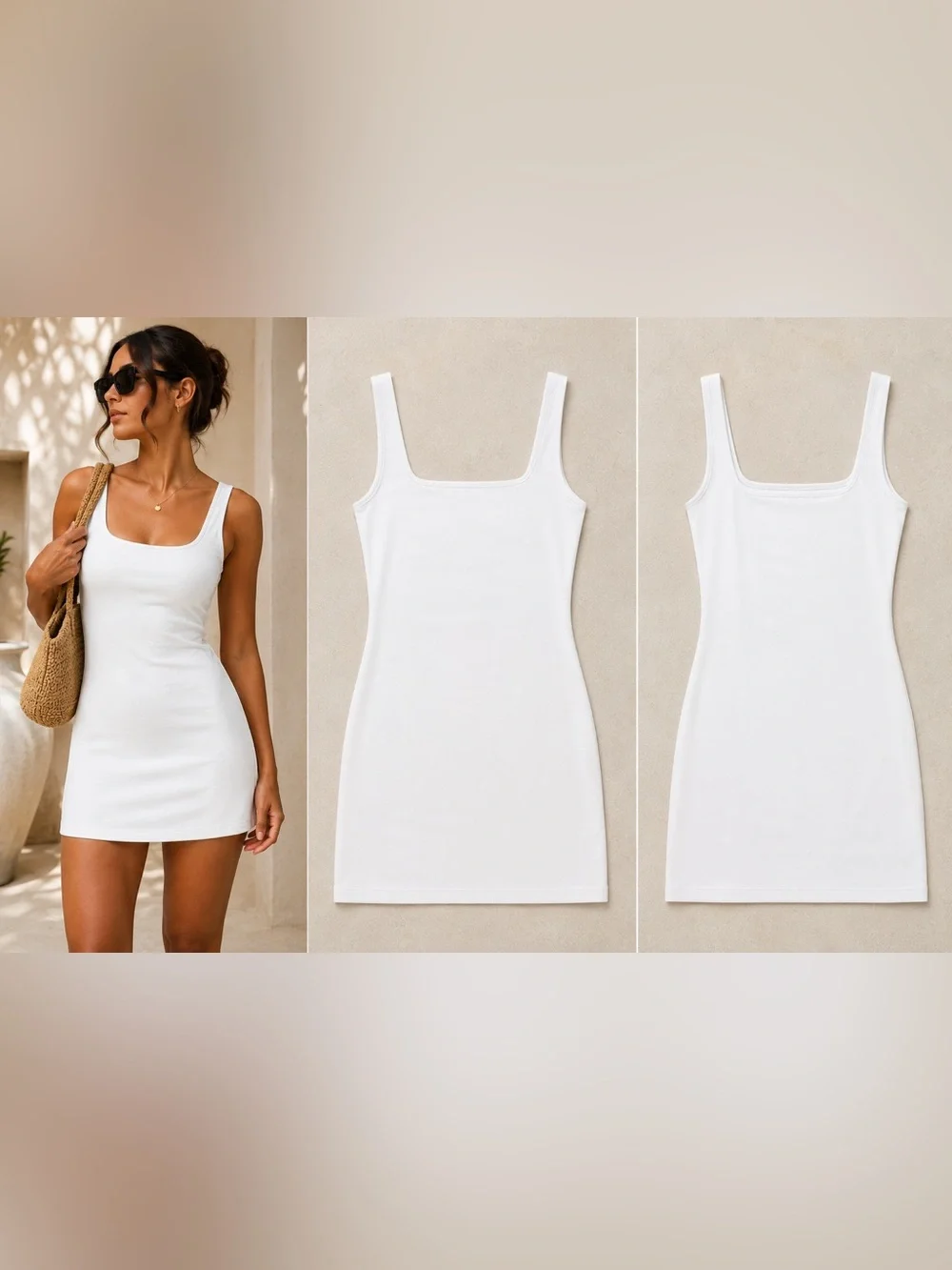 NWT SKIMS Signature Swim Tank Dress Slip Cover Up - White (Size Large)